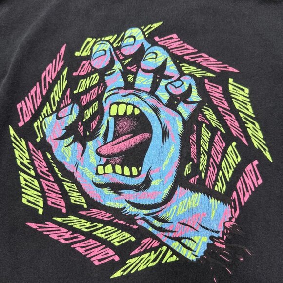 VINTAGE Santa Cruz Shirt Size L Black Y2K  Screaming Hand Creature Logo Tee - Picture 6 of 6